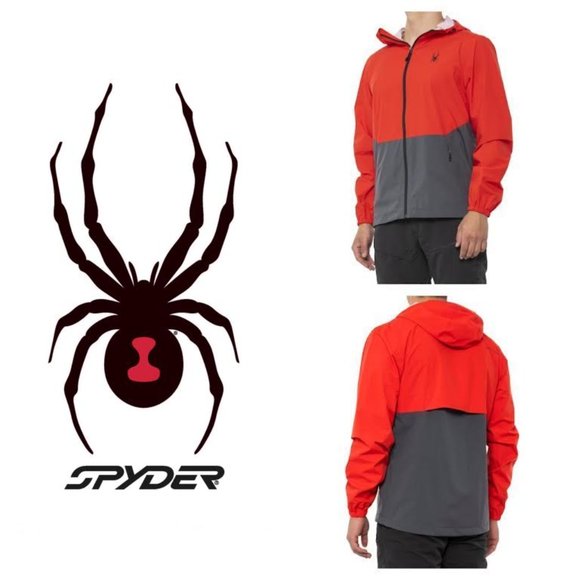 NWT $129 SPYDER Men Shell Hoodie Full Zip Active DWR Jacket Windbraker Packable
